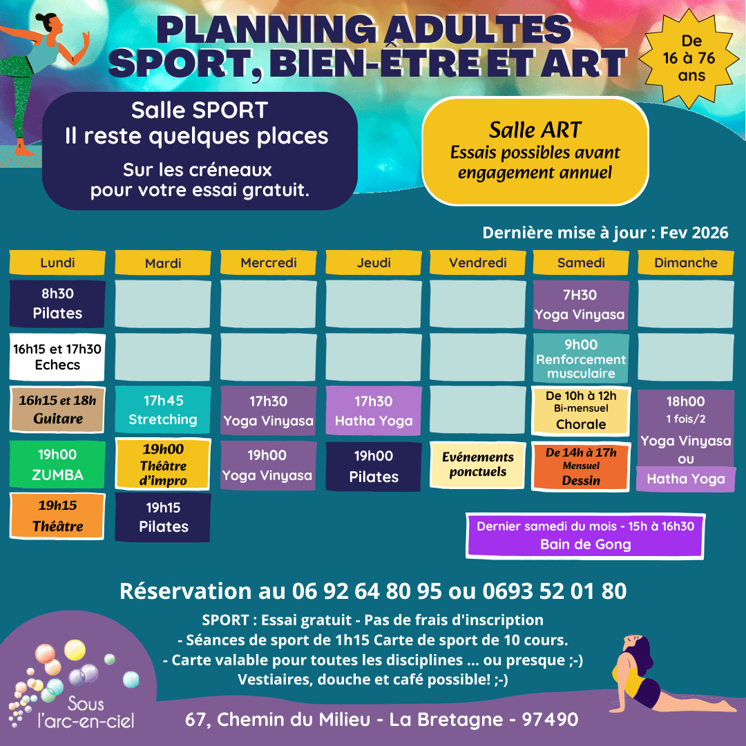PLANNING DES ACTIVITÉS&nbsp;ADULTES
