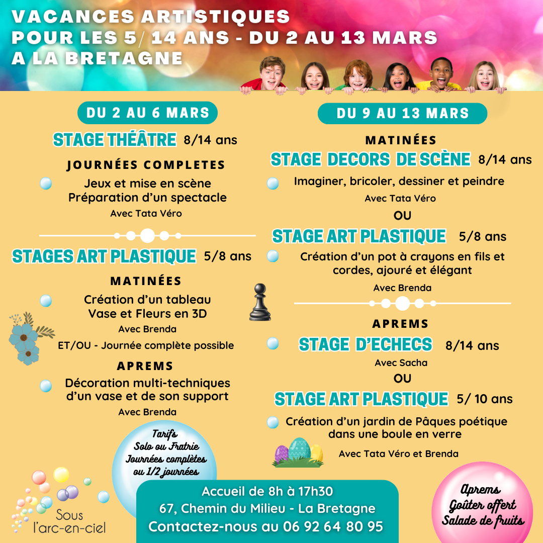 Programme des vacances artistiques de&nbsp;mars