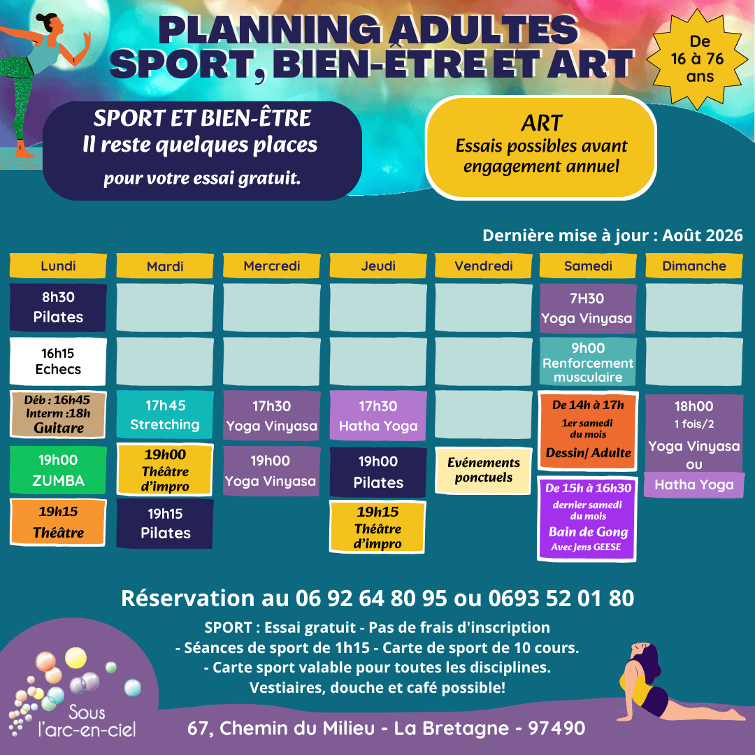 PLANNING DES ACTIVITÉS&nbsp;ADULTES